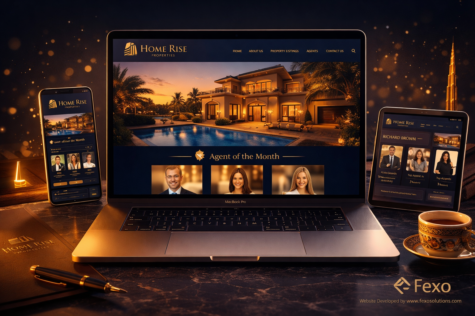 RealEstate Agency Company Website - HomeRise Properties - Website developed by Fexo UAE